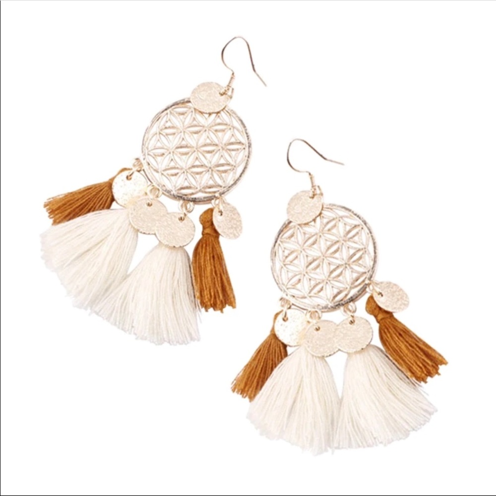 Boho Coin Tassel Earrings - Picture 3 of 3